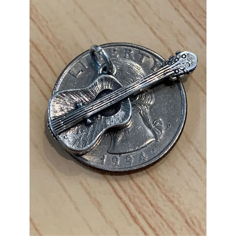 Guitar Music Sterling Silver Jewelry Charm - Picture 7 of 7